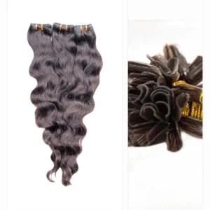 Raw Wavy Keratin Tip hair texture paired with a real U Tip Keratin bond detail