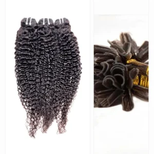 Steamed Deep Curl Keratin Tip hair texture paired with a real U Tip Keratin bond detail