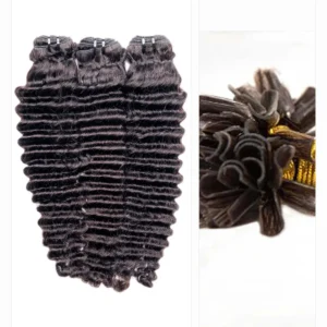 Steamed Deep Wave Keratin Tip hair texture paired with a real U Tip Keratin bond detail
