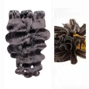 Steamed Loose Waves Keratin Tip hair texture paired with a real U Tip Keratin bond detail